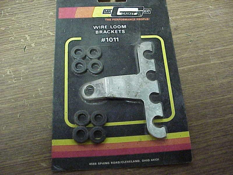 2 new mr. gasket chrome spark plug wire loom brackets & 8 grommets #1011