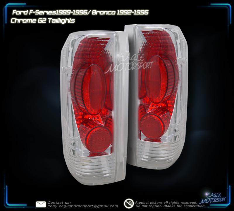 Ford 89-96 f150/f250/92-96 bronco chrome clear tail lights rear lamps 2nd type