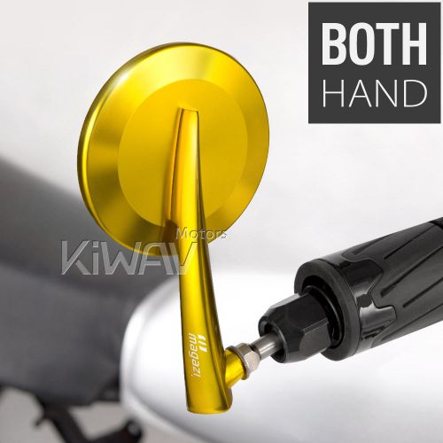 Yellow gold 7/8&#034; pair handle bar end mirrors adjustable for moto guzzi - amm