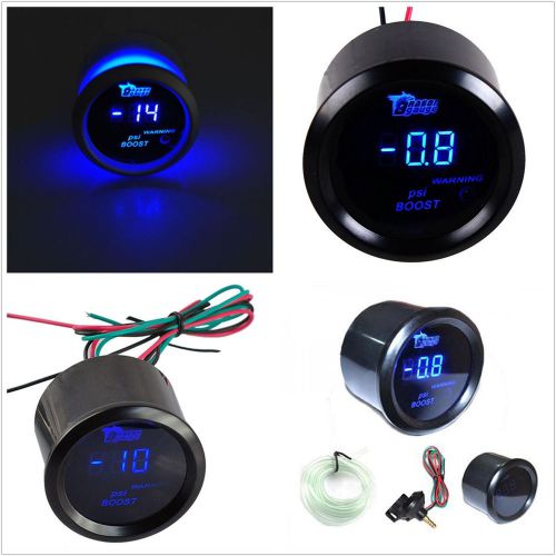 12v 0.3a 2&#034; 52mm blue digital readout car psi turbo boost gauge meter -14~29 psi