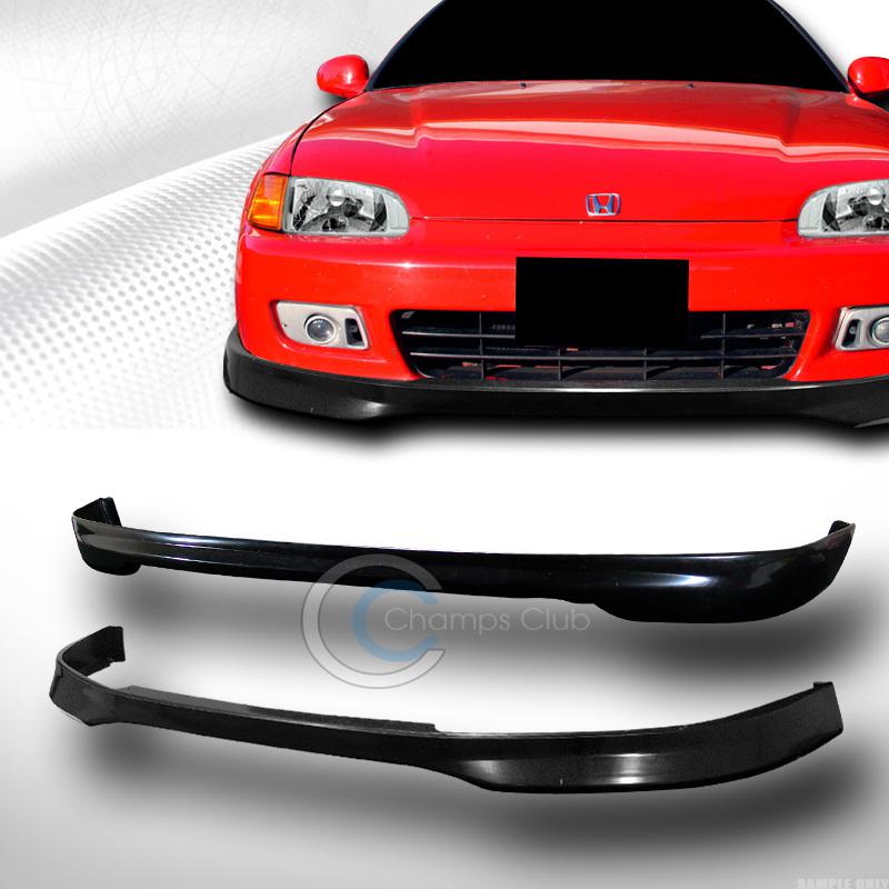 Blk tr pu urethane front+rear bumper lip body kit 1992-1995 honda civic 3dr eg6