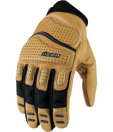 Icon superduty 2 mens leather motorcycle gloves tan l lg large