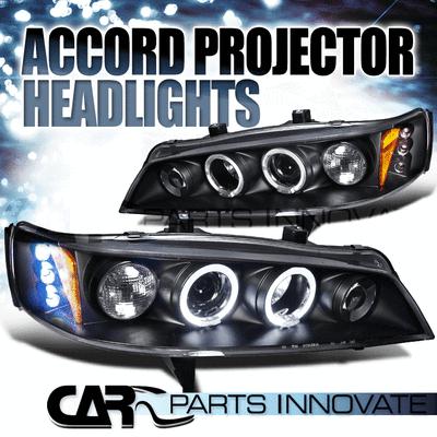 Honda 94-97 accord 2/4dr led halo projector headlights lamp black