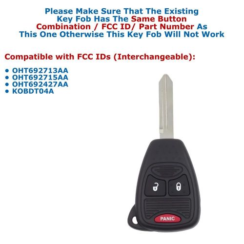 2 pc key fob for 2006 2007 2008 2009 2010 dodge ram 1500 2500 3500 4500 5500