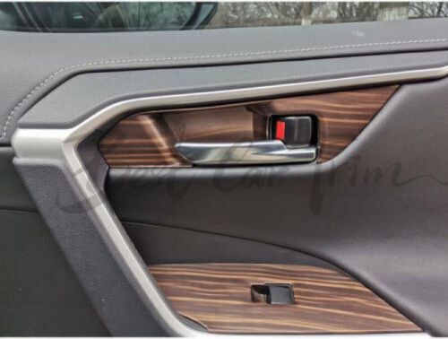 Wood grain cover trim 5x left right inner door handle for toyota rav4 2020-2023