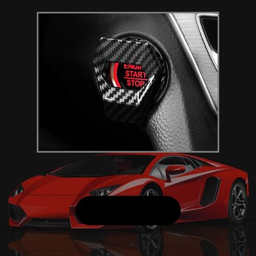 Car carbon-fiber engine &amp; stop push button switch cover trim accessories