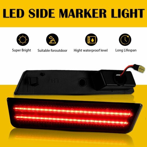 Smoked black lens red rear side marker led lights for 2008-2014 dodge challenger