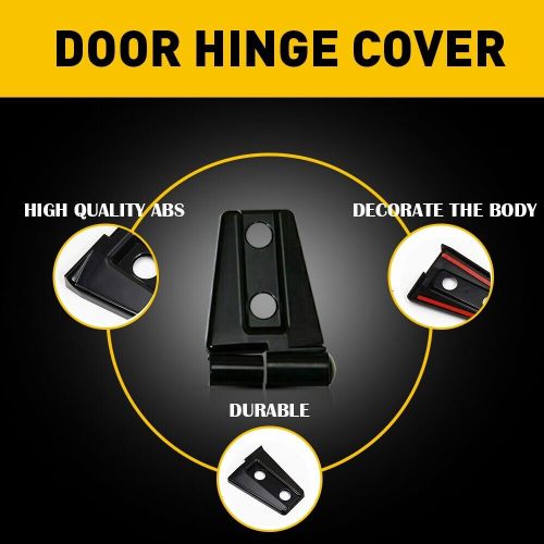 Black hood hinge door cover trim for jeep wrangler jk 2007-2018 upgrade abs