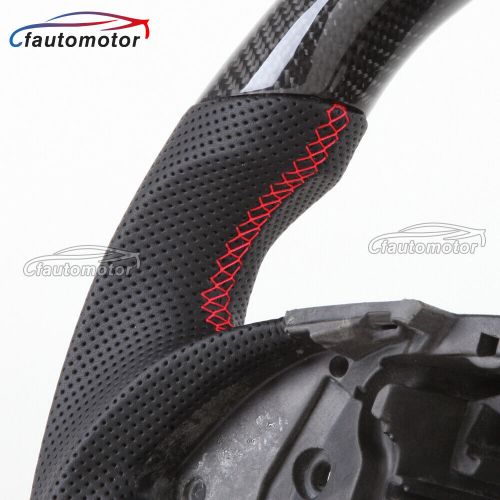 Carbon fiber perforated leather flat steering wheel for 2016+ chevrolet camaro