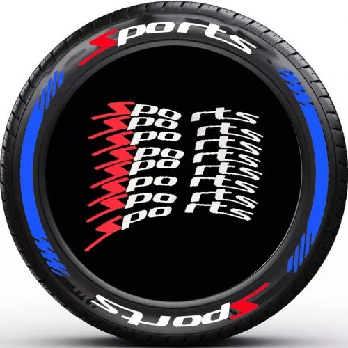 Permanent sports+streaks 14-22&#034; tire letters stickers 4 kits decal 1.25&#034;