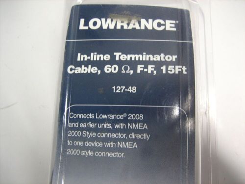 Lowrance 127-48 inline terminator cable - female-female 15ft - new - for pre2008