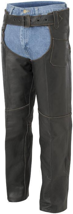 River road vintage leather motorcycle chaps black xl/x-large