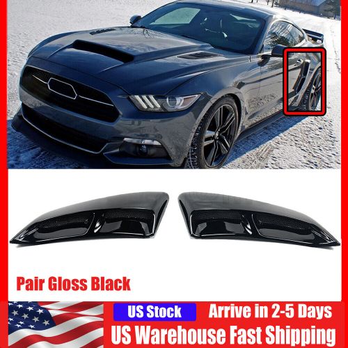 Rear fender panel side body flare scoops for ford mustang 2015-2023 glossy black