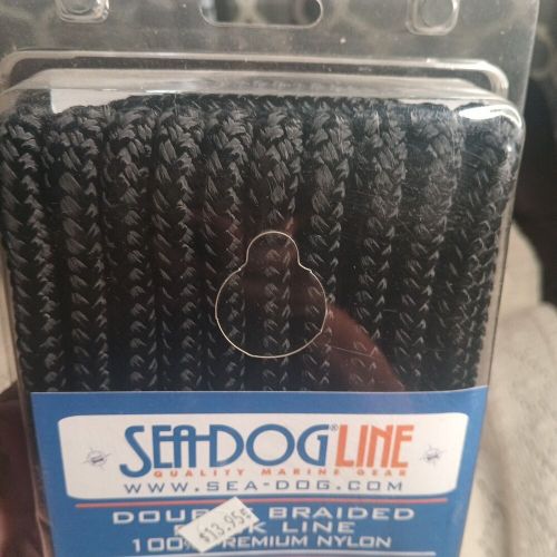 Seadog double braided dock line 100% premium nylon 3/8&#034; x 15&#039; black new boat