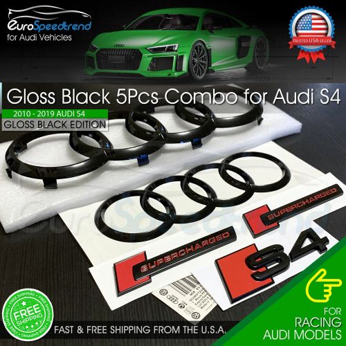 Audi s4 ring front emblem gloss black rear grille v6t supercharged 2010-2019 set