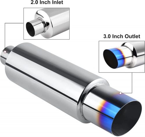 Evil energy 2&#034; inlet 3&#034; outlet exhaust tip burnt muffler universal 14.8&#034; length