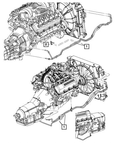 Genuine mopar oil cooler pressure and return hose and tube 55038175ab