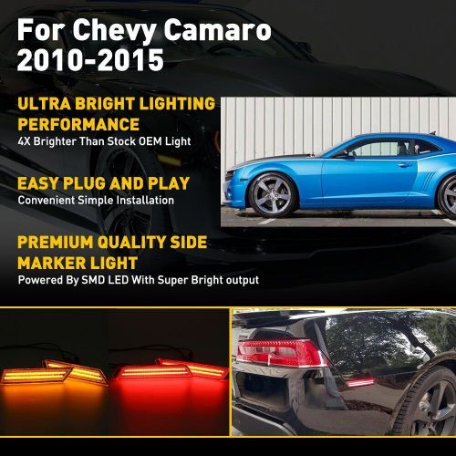 Smoke led bumper side marker turn signal light for chevy camaro 10-15 lamps gus