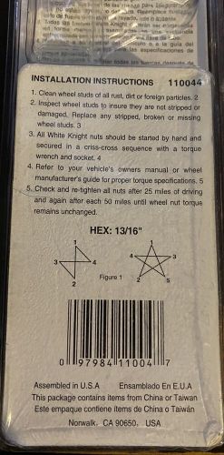 White knight 110044 lug nut (4 pieces) 1/2&#034; r.h. (acorn) hex 13/16&#034;