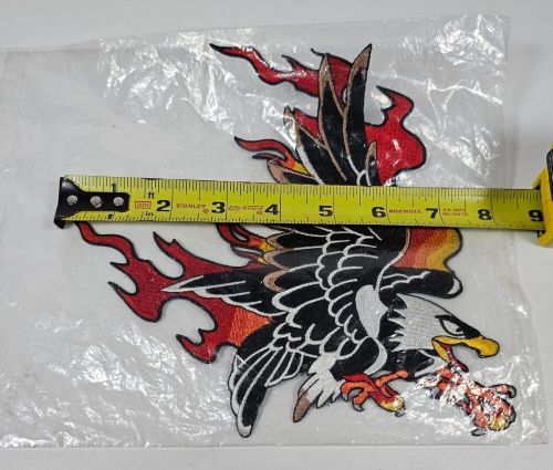 Bald eagle with flames biker patch new