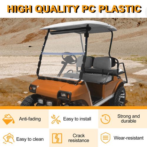 Golf cart fold down clear windshield windscreen for club car ds 2000.5-up