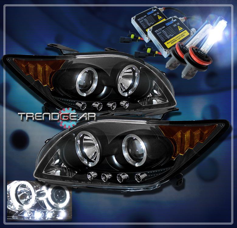 05-07 scion tc dual halo led projector headlights +hid 8000k jdm black base spec