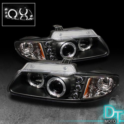 Black 96-00 caravan/town & country/voyager dual halo projector led headlights