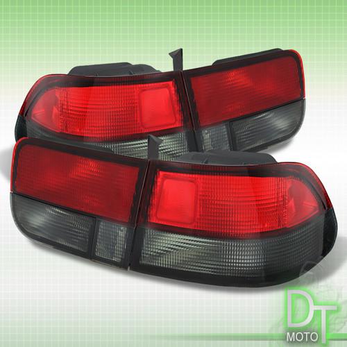 96-00 civic 2dr 2 door coupe jdm red smoked tail brake lights lamps pair 4pcs