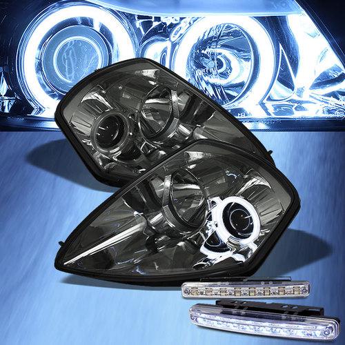 Led bumper fog+smoked ccfl halo 00-05 eclipse projector headlights head lights