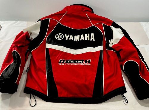 Vtg yamaha jacket mens l black red full zip fleece zip out lining racing euc