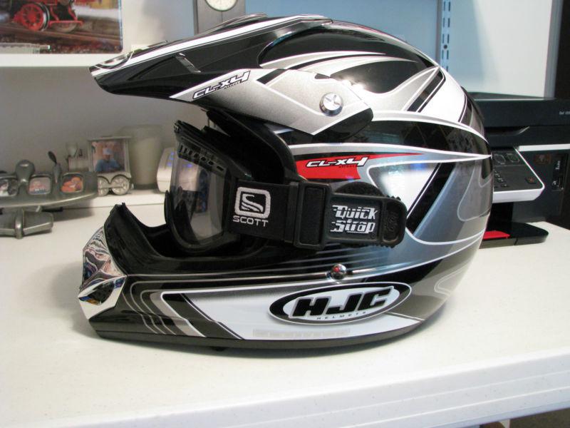 Hjc helmet cl-x4  silver-black-white,red size xxxl with scott goggles
