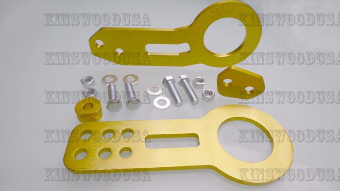 Gold universal front rear aluminum tow hook kit civic delsol integra rsx