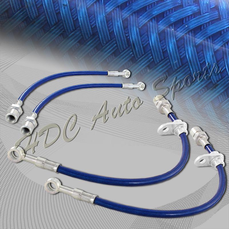 93-98 supra 92-00 lexus sc300 sc400 front + rear steel brake line hose - blue