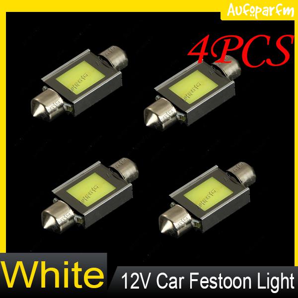 4pcs white 36 mm cob led festoon bulb light interior dome map lamp new