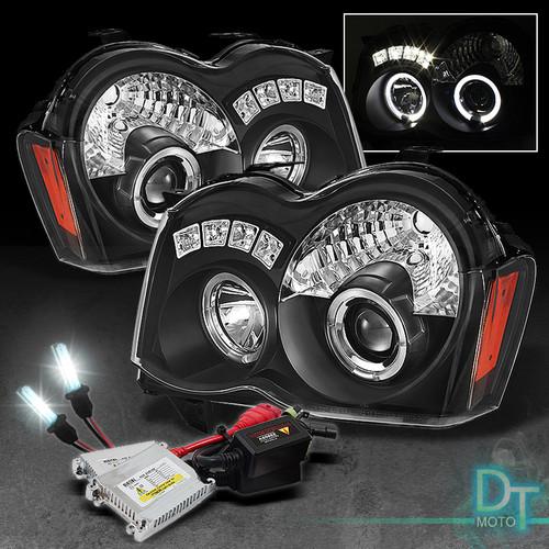 6000k slim xenon hid kit+black 08-10 grand cherokee 2x halo projector headlights