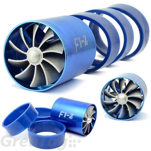 Universal super charger turbonator turbo f1-z dual propeller fuel saver eco fan