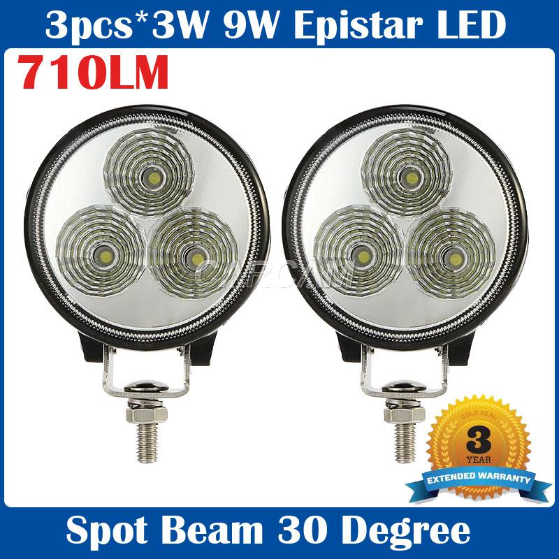 2pcs 710lm 9w daytime running work lamp offroad pickup driving fog lamp 12v 24v