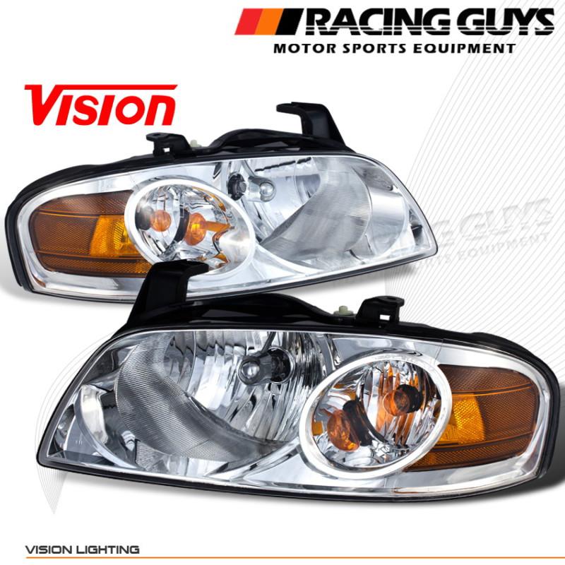 New driver+passenger chrome euro clear style look head lights lamp replacement