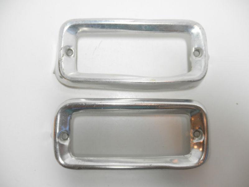 Vintage ford f-100 aluminum light bezel frames set of two (2)rectangular holders