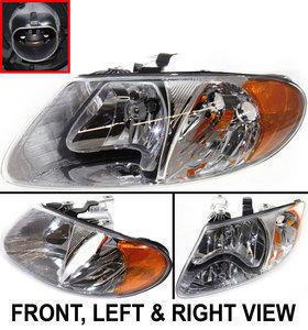 Clear lens new head lamp with bulbs left hand town and country halogen lh driver