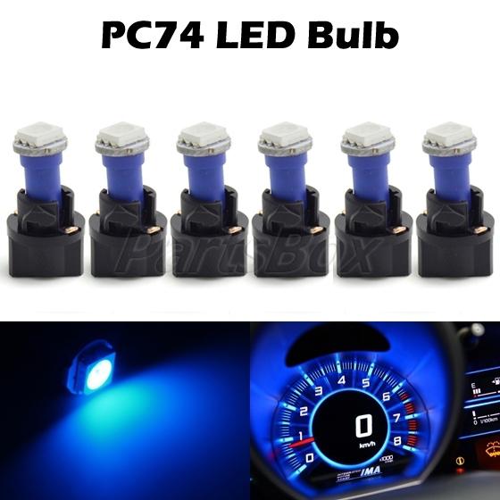 6pack twist sockets pc74 instrument panel cluster plug t5 led dash bulbs blue 