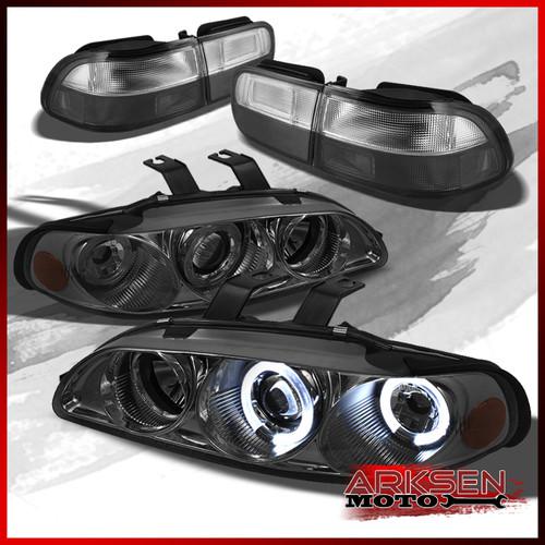 92-95 civic 4dr 2x smoked halo projector headlights+smoked altezza tail lights