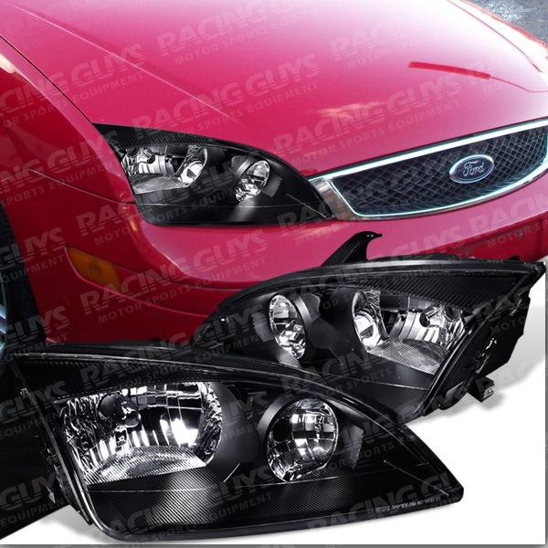 05-07 ford focus black euro clear headlights front lamps set pair zx4 st new