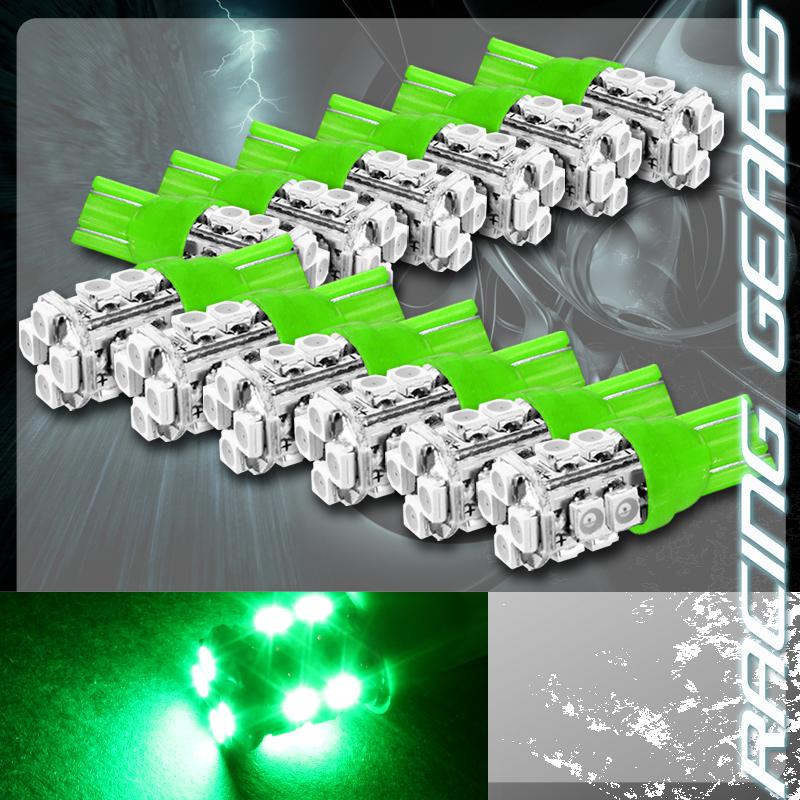 12x green smd 12 led 12v t10 wedge light bulb interior license plate side marker