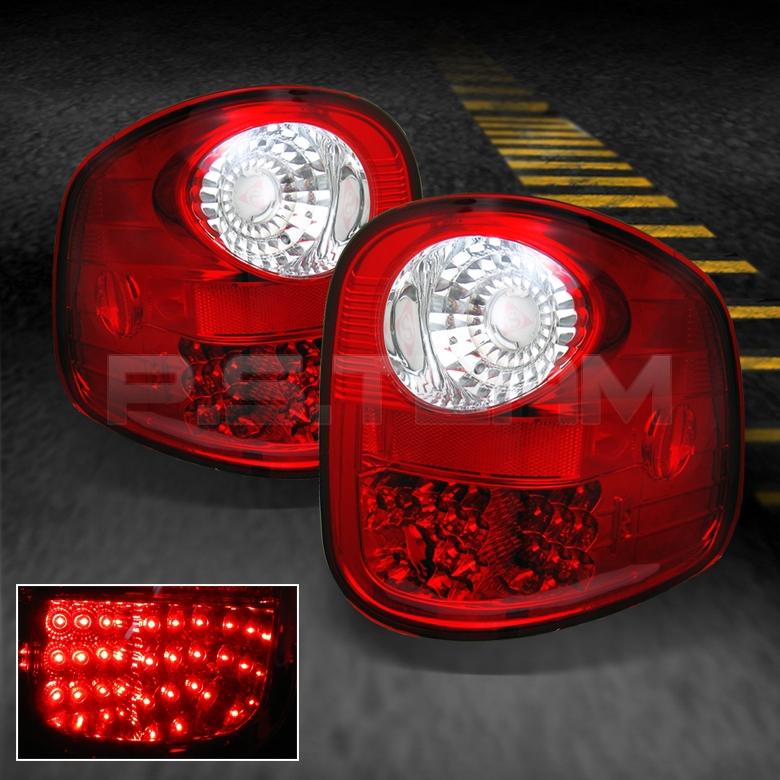 97-03 ford f-150 pickup truck flareside body red clear led tail brake lights