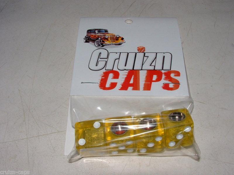 Cruizn caps dice valve caps - trans yellow square corner -  nip