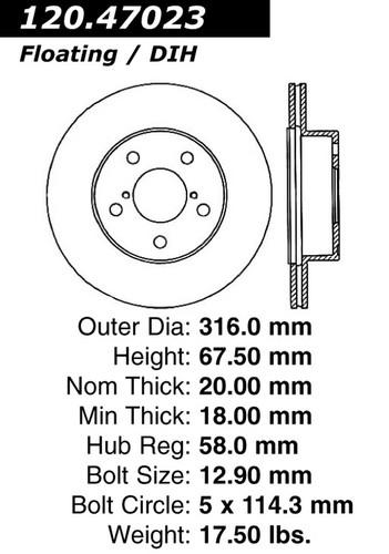 Centric-power slot 126.47023sl stoptech sport rotors 05-07 impreza