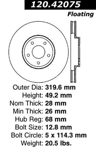 Centric-power slot 126.42075sl stoptech sport rotors 03-07 maxima murano