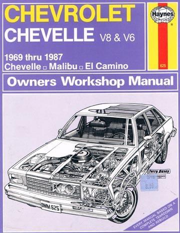 1969-87 chevrolet chevelle, malibu, el camino - v8 & v6 - repair manual