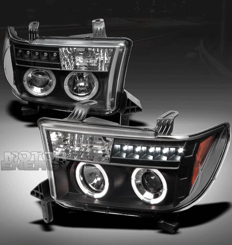 2007-2012 toyota tundra/2008-2011 sequoia halo led projector headlight black new